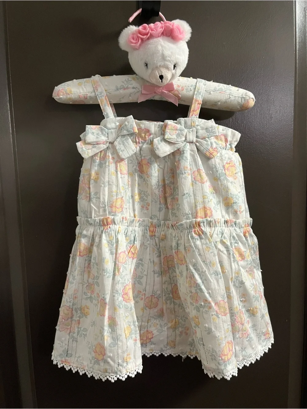 Haute Hippie Style Floral Baby Girl Dress with Bodysuit Liner Cottage Chic NEW